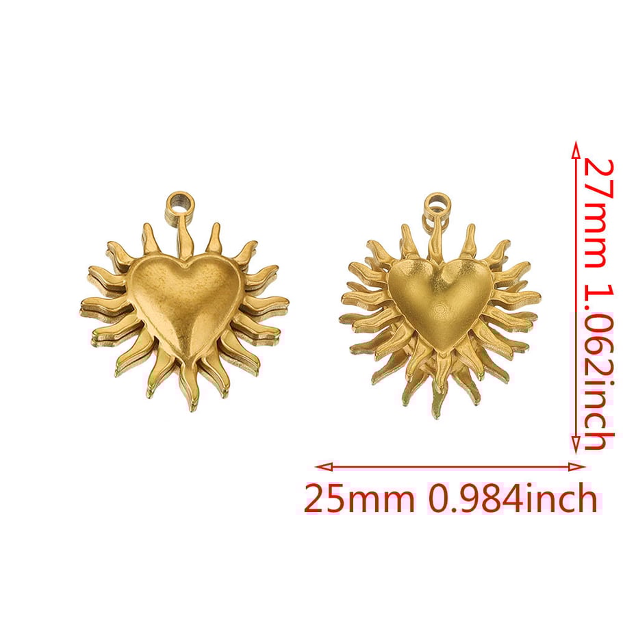 Pendentif pour femme en acier inoxydable plaqué Couleur or 18 carats en fCouleur orme de cœur de style rétro classique 1 pièce 